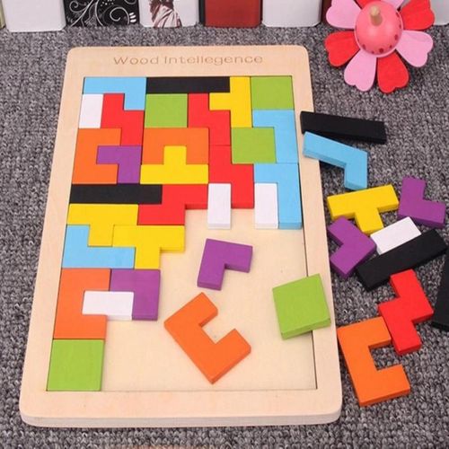Tangram 3d Puzzle En Bois Color, Jouets Mathmatiques, Jeu Tetris, Jeu ducatif Intellectuel Pour Enfants D'ge Prscolaire