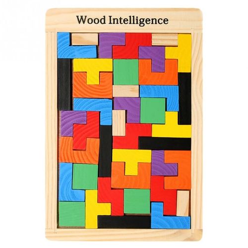 Tangram 3d Puzzle En Bois Color, Jouets Mathmatiques, Jeu Tetris, Jeu ducatif Intellectuel Pour Enfants D'ge Prscolaire