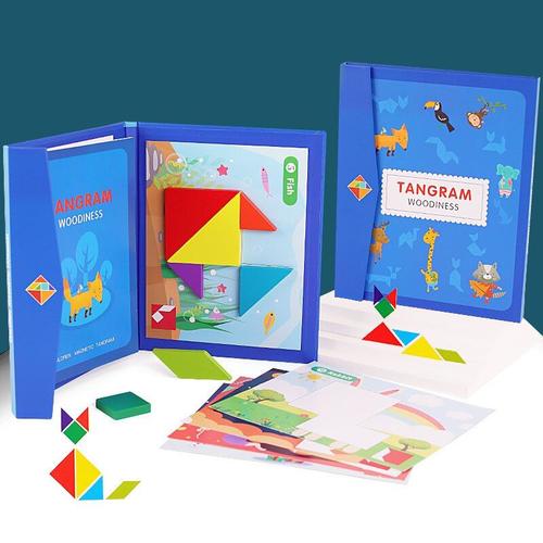 Tangram-With-Card Tangram Magn?tique En Bois Color? 3D, Puzzle Enfants ...