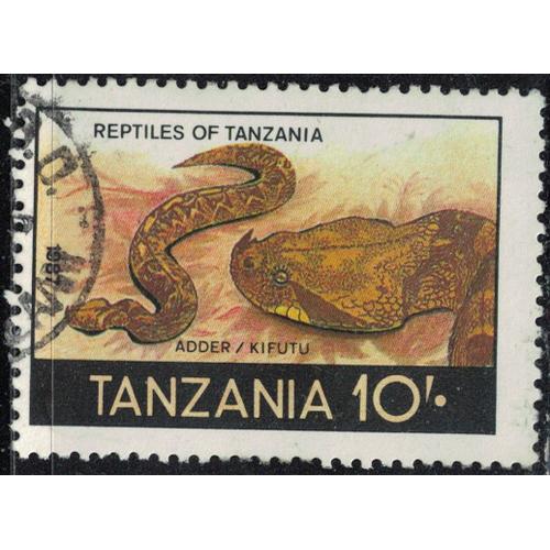 Tanzanie 1987 Oblitr Used Reptile Bitis Arietans Vipre Heurtante Serpent Y&t Tz 327 Su