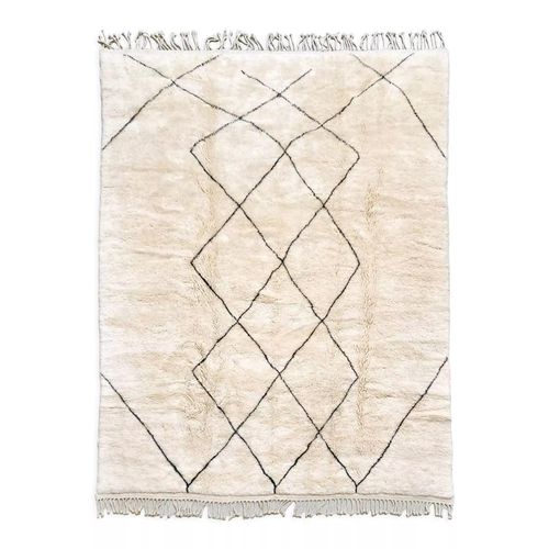 Tapis Berbre Marocain Maposrirt Cru Losanges Noirs 300x210cm Beige
