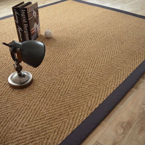 Tapis Coco Paravan Chevron Ganse Coton Anthracite Decoweb.Com - 200 X 290 Cm