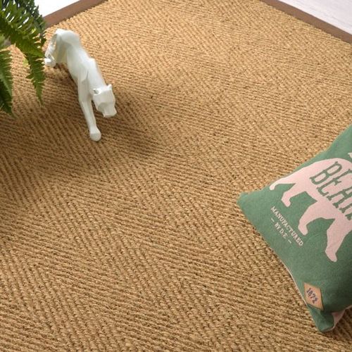 Tapis Coco Paravan Chevron Ganse Coton Marron Decoweb.Com - 200 X 290 Cm