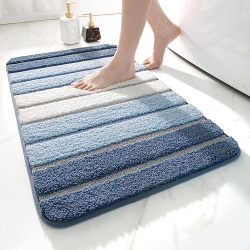 Tapis De Bain AntidRapant, 50 X 80 Cm (Bleu), Extra Doux, Lavable En Machine, Absorbant L'eau