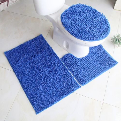 Tapis De Bain Bleu Fonc 50*80cm - Ensembles Modulaires - Antidrapant, Absorbant Et Doux - Dcoupe Wc,