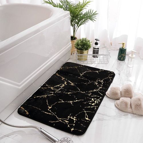 Tapis De Bain De Luxe Blanc Et Or,Antidrapant Et Doux,Pour Salle De Bain,Absorbant,Dcor Pour Cuisine Intrieure - Type Marble Black-50x80cm