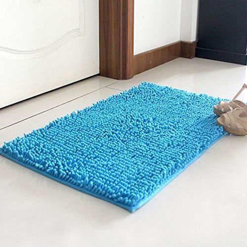 Tapis De Bain En Microfibre Chenille  Poils Longs, Doux Et Confortable, Super Absorbant, Antidrapant, pais Pour Salle De Bain (60 X 40 Cm, Bleu Lac)