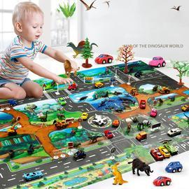 Tapis de jeu Route du monde des dinosaures 100x130cm, tapis de jeu