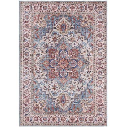 Tapis De Salon Au Design Oriental Anthea Rond (Diamtre 160 Cm, 100% Polyester, Dos En Coton, Facile D'entretien, Bordure Arrondie, Compatible Avec Chauffage Au Sol), Bleu Cyan[L1086]