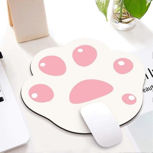 Tapis de souris  motif de chat - Tapis de souris de dessin anim mignon (1 pice, patte rose / blanche, 28 x 25 mm)