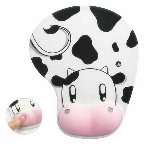 Tapis de souris antidrapant, confortable, avec repose-poignet, dessin anim 3D, motif de vache mignon, pour ordinateur portable, jeux
