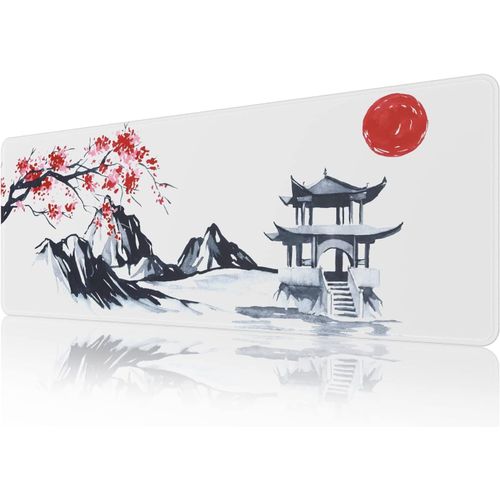 Tapis de Souris Blanc en Fleur de Cerisier Japonais (8003003MM) Tapis de Souris tendu Tapis de Souris de Jeu,Tapis de Souris  Bords Cousus,Base en Caoutchouc antidrapante..[F55]