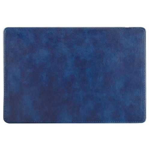 Tapis de souris de chargeur sans fil en cuir de couleur unie surfaces en douceur Tapis de bureau tanche pour ordinateurs portables PC Bleu fonc,15W
