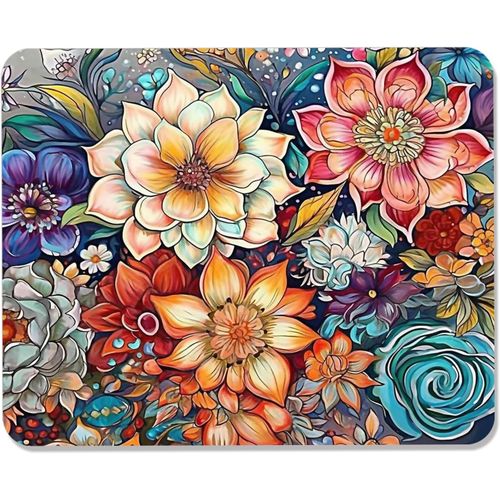 Tapis de souris de haute qualit avec coutures durables et base en caoutchouc antidrapante, 24 cm x 20 cm x 0,3 mm, tapis de souris pour ordinateur portable, bureau et maison, fleurs de.[F829]