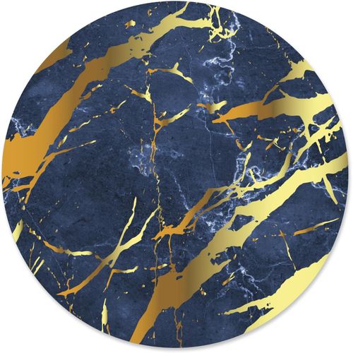 Tapis de Souris en Aspect marbr I  22 cm Rond I Bleu Or Tapis de Souris de Taille Standard, antidrapant I uni Moderne I Aspect Pierre Gris Granit I dv_688