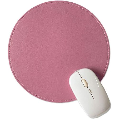 Tapis de souris en cuir PU, tapis de souris de bureau antidrapant double face avec bord cousu, tapis de souris tanche 22 x 22 cm (violet et rose).[F36]