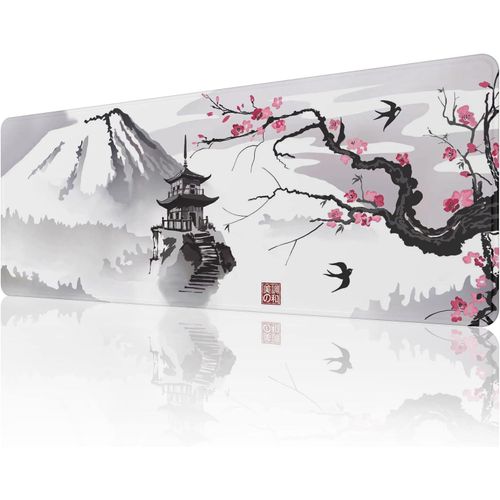 Tapis de Souris Japanese Cherry Blossom (8003003MM) Tapis de Souris Large et tendu,Tapis de Souris  Bords Cousus,Base en Caoutchouc antidrapante