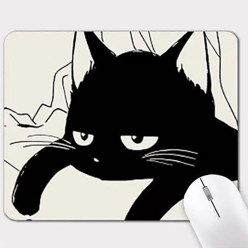 Tapis de souris, petit tapis de souris 9,5 x 7,9 pouces Tapis de souris chat mignon Tapis de bureau avec base en caoutchouc antidrapante pour le travail de jeu Bureau  domicile cole - Chat noir