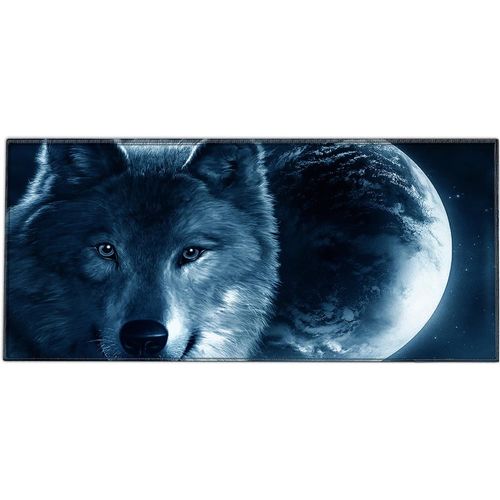 Tapis de Souris XXL (900 x 400 mm) Mouse Pad Grand, Motif Loup, appropri pour Souris de Bureau et Souris de Gaming.[F183]