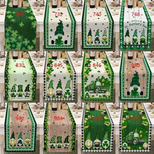 Tapis De Table En Coton Et En Lin Avec Trfle Gnomes, Couvre-Chef De Table Antidrapant, Dcoration De Table Rectangulaire Pour La Cuisine E7cb