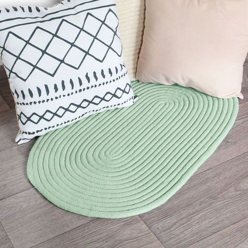 Tapis En Coton Effet Cordage Vert Basilic 50x80