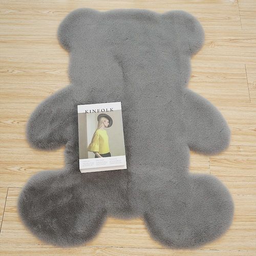 Tapis En Fausse Fourrure En Forme D'ours - Tapis Doux Imitation Lapin Pour Une Dcoration Chaleureuse - Options Beige, Gris Et Blanc