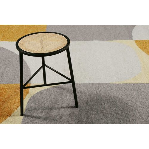 Tapis Fait Main Motif Color Jaune Orange Inspiration 70's 140x200