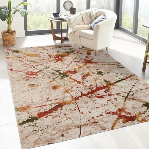 Tapis Chambre 80x150 Tiss Multicolore Rectangle Motif Ethnique Abtract