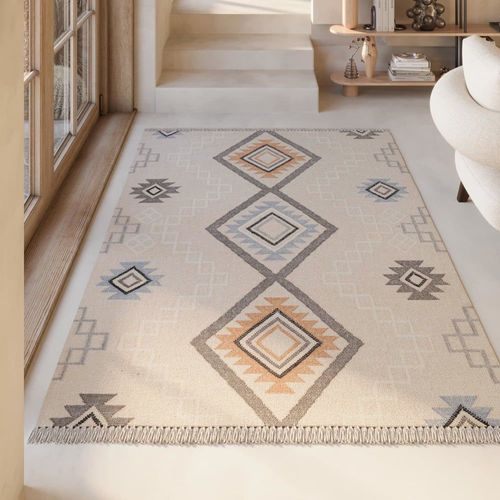 Tapis Kilim Pure Laine Tiss Main Ethnique Chic  Franges 240x340