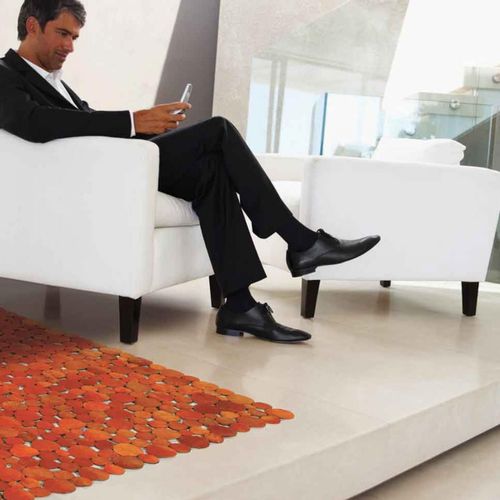 Tapis Peau De Vache 170x240 Kilim Fait Main Orange