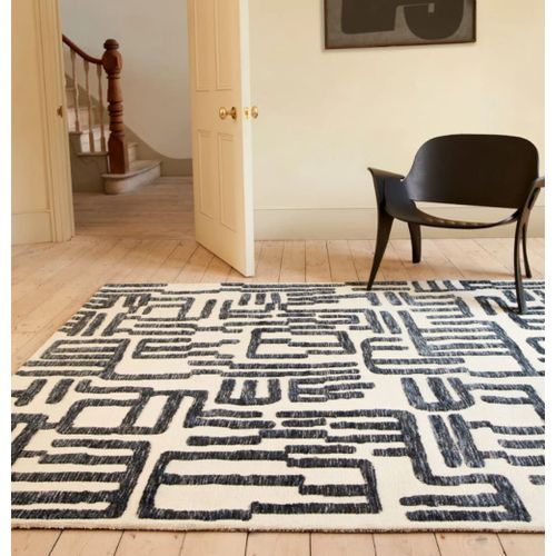 Tapis Moderne Tiss Plat Bleu 200x290 Cm