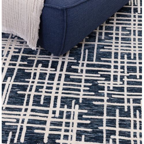 Tapis Moderne Tiss Plat Bleu 200x290 Cm