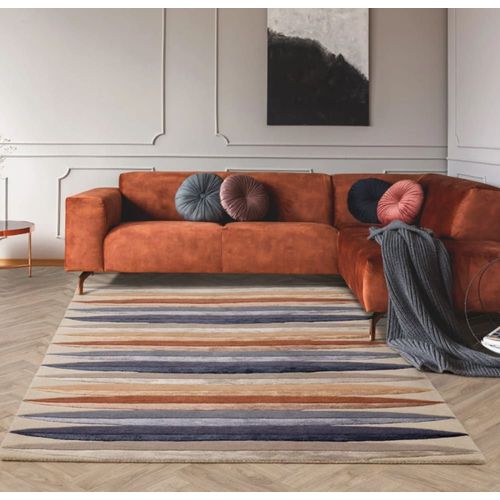 Tapis Moderne Tuft Main En Laine Beige 160x230 Cm