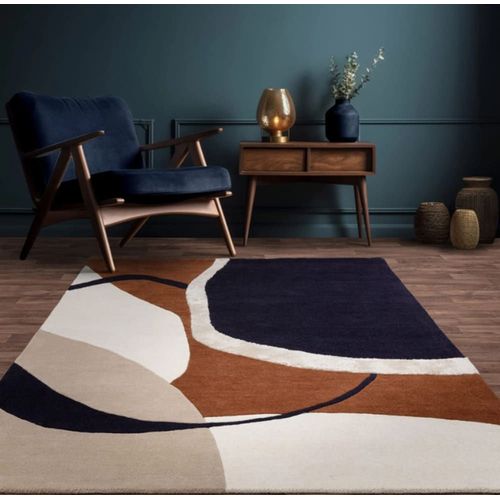 Tapis Moderne Tuft Main En Laine Marron 160x230 Cm