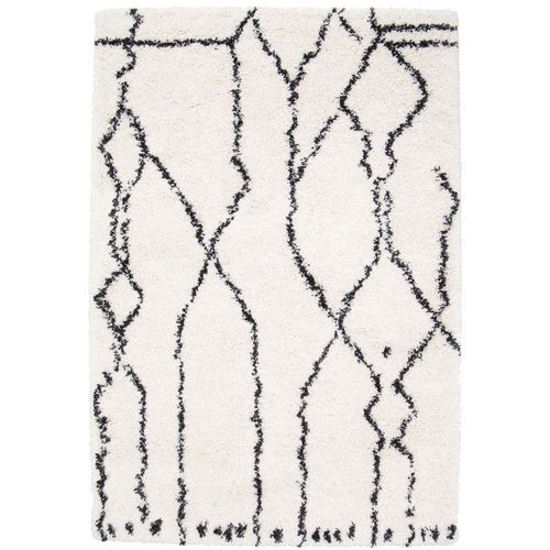 Tapis Motif Berbre  Poils Longs - Itahari - Noir Et Blanc Cass Decoweb.Com - 120 X 170 Cm