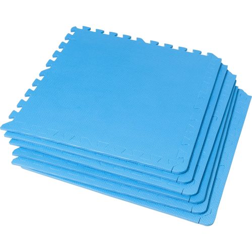 Gorilla Sports - 6 Dalles Carres De Protection + 12 Embouts De Finition - 1,2 Cm D'paisseur - Coloris : Noir, Rouge, Gris, Bleu, Bois Fonc, Bois Clair, Gazon - Couleur : Bleu