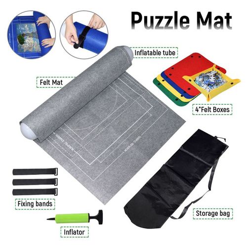 Tapis Puzzle Rouleau Feutre 1500 Pices, Tapis De Rangement, Portable, Couverture Pour Voyage Sac De Rangement (Gris)
