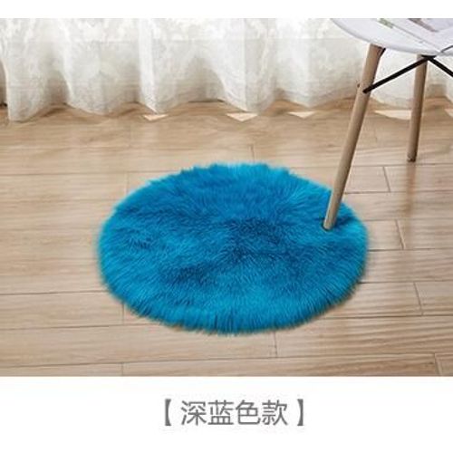 Tapis Rond En Laine Doux,Coussin De Table Basse De Salon,Canap En Peluche,Matelas Couvert De Chambre  Coucher,Polymres De Fentre Flottants Blancs - Type Navy Blue-Diameter 30cm