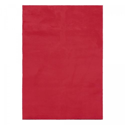 Tapis Rond Salon 200cm Lyn10 Lavable Rouge Uni, Tapis Shaggy  Longs Poils