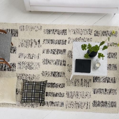 Tapis Salon 160x260 Fait Main En Laine Crme Et Gris Rectangle Motif Gomtrique