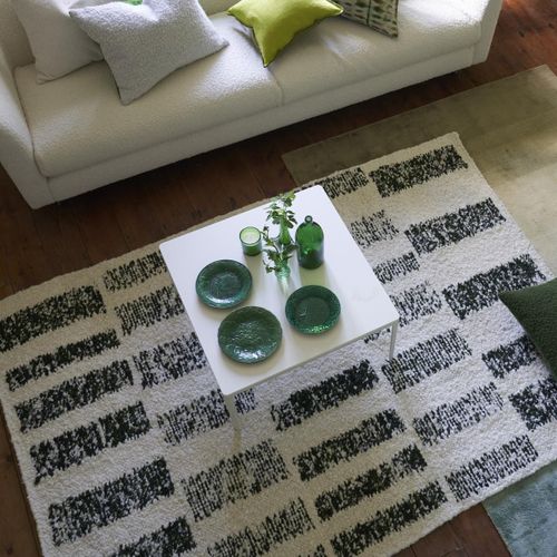 Tapis Salon 160x260 Fait Main En Laine Beige Et Vert Rectangle Motif Gomtrique