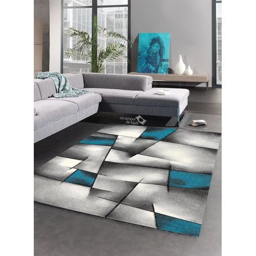 Tapis Salon Triangula Bleu 160 X 230 Cm Tapis De Salon Moderne Design Par Unamourdetapis