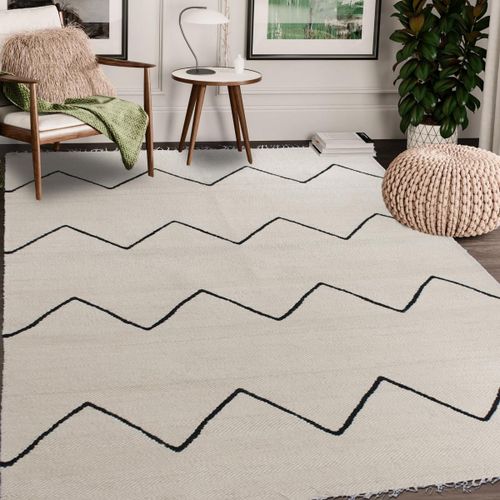 Tapis Salon Fait Main Rubina Crme 300x400 En Laine Care&fair