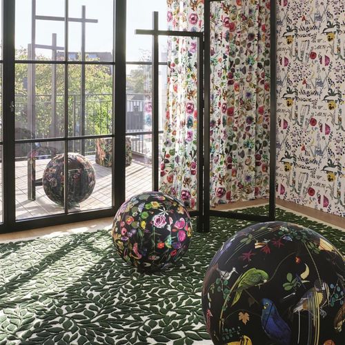 Tapis Salle  Manger 250x350 Tuft En Laine Vert Et Blanc Motif Gomtrique