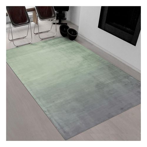 Tapis Chambre 160x260 Fait  La Main En Tencel Vert Rectangle Motif Simple Savoie