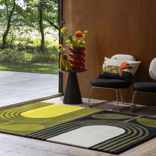 Tapis Chambre 160x230 Fait Main En Laine Vert Et Jaune Rectangle Motif Floral