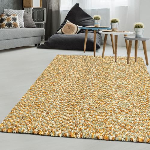 Tapis Longs Poils Shaggy 250x350 Rectangle Tiss Beige Et Gris En Laine