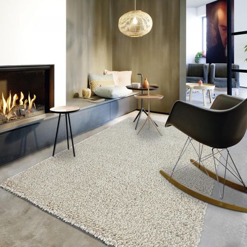 Tapis Longs Poils Shaggy 170x240 Rectangle Tiss Gris Et Beige En Laine