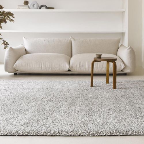 Tapis Longs Poils Shaggy 170x240 Rectangle Tiss Gris En Laine Motif Faux Uni