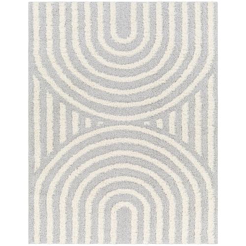 Tapis Shaggy Moderne Gris Clair/Blanc 200x275